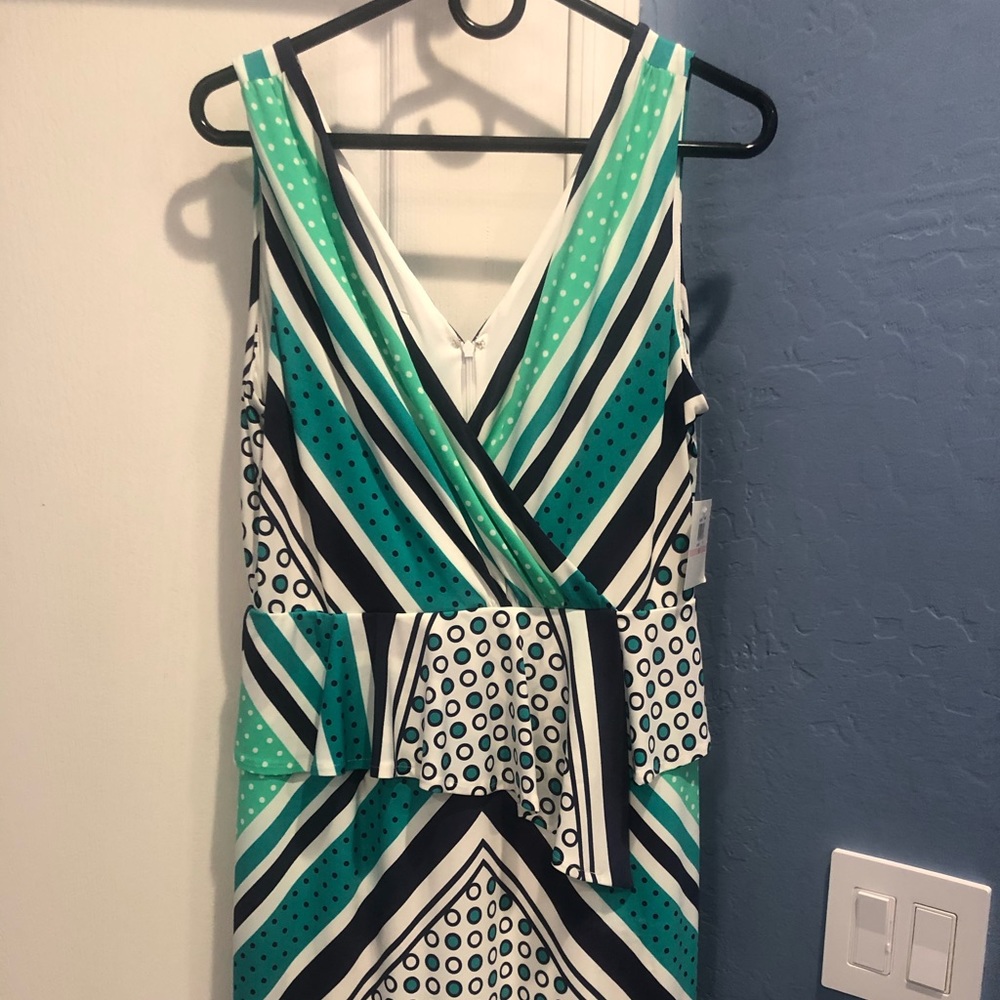 Multi, stretchy Donna Morgan dress, new with tags